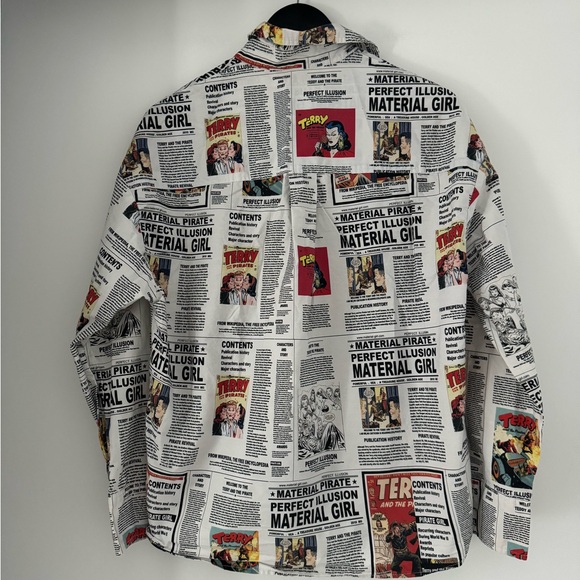 Material Girl Newspaper Print Button Down Shirt - Picture 4 of 4